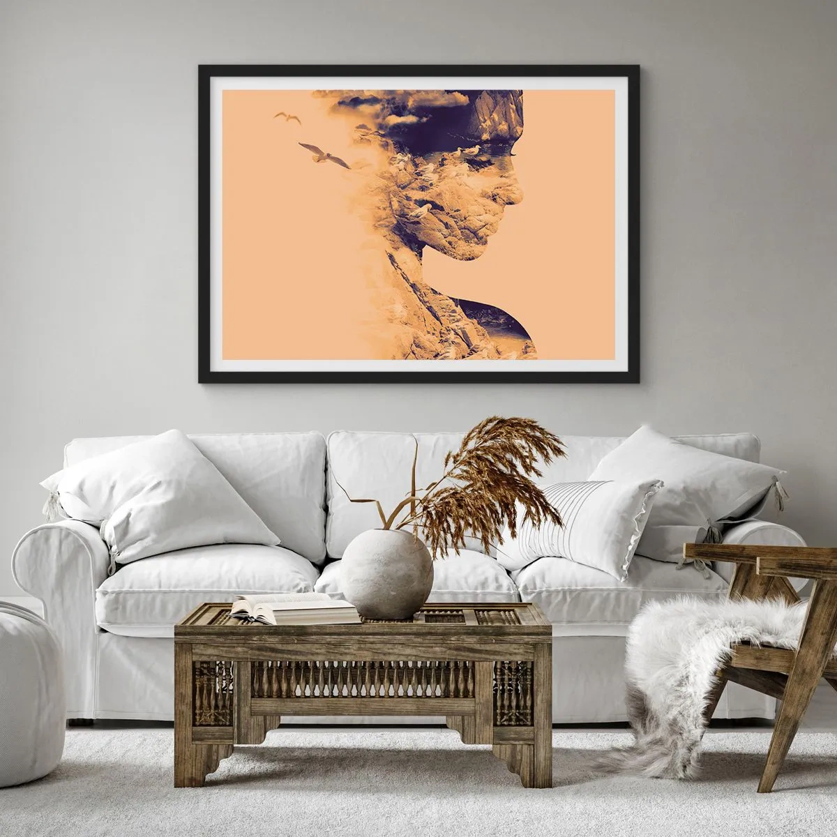 Pôster com moldura preta - Linda por natureza - 100x70 cm