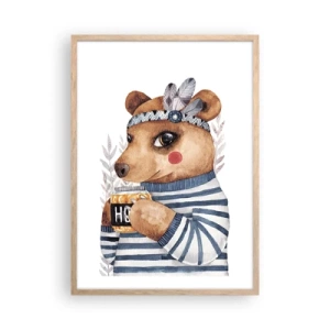 Pôster com moldura de carvalho claro - Doce ursa - 50x70 cm