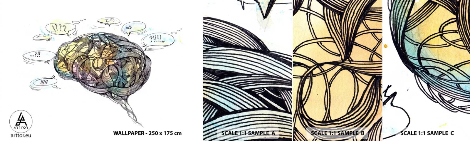 Amostra de Papel de Parede Standard Eco - O ser humano - um grande enigma - Abstração, Cérebro, Gráficos - 100x30 cm