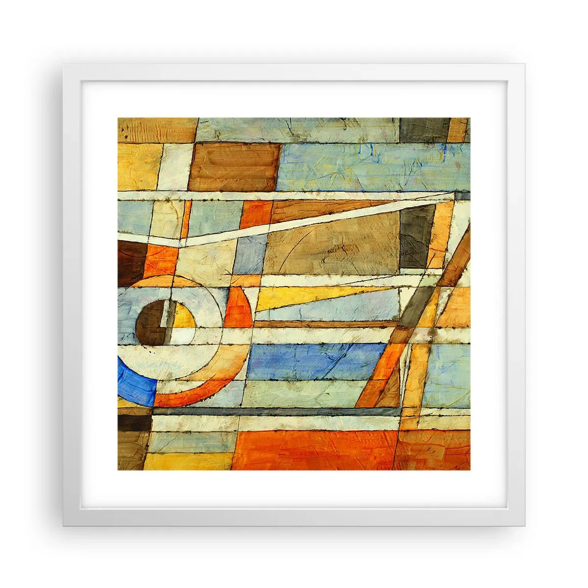Pôster em moldura branca - Cubismo em construção - 40x40 cm