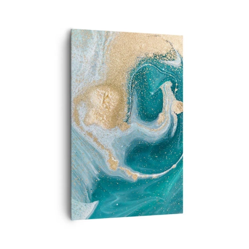 Quadro em tela - Um vórtice de ouro e turquesa - 80x120 cm