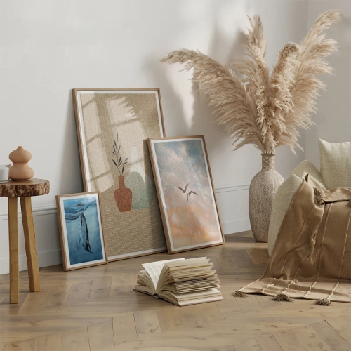 Pôster com moldura de carvalho claro - O vaso e sua ideia - 70x100 cm