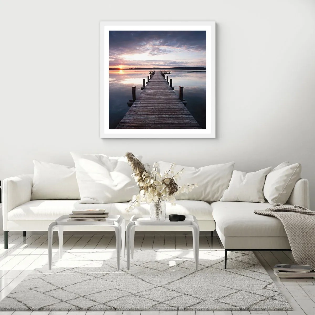 Pôster em moldura branca - A tranquila fronteira do dia e da noite - 40x40 cm