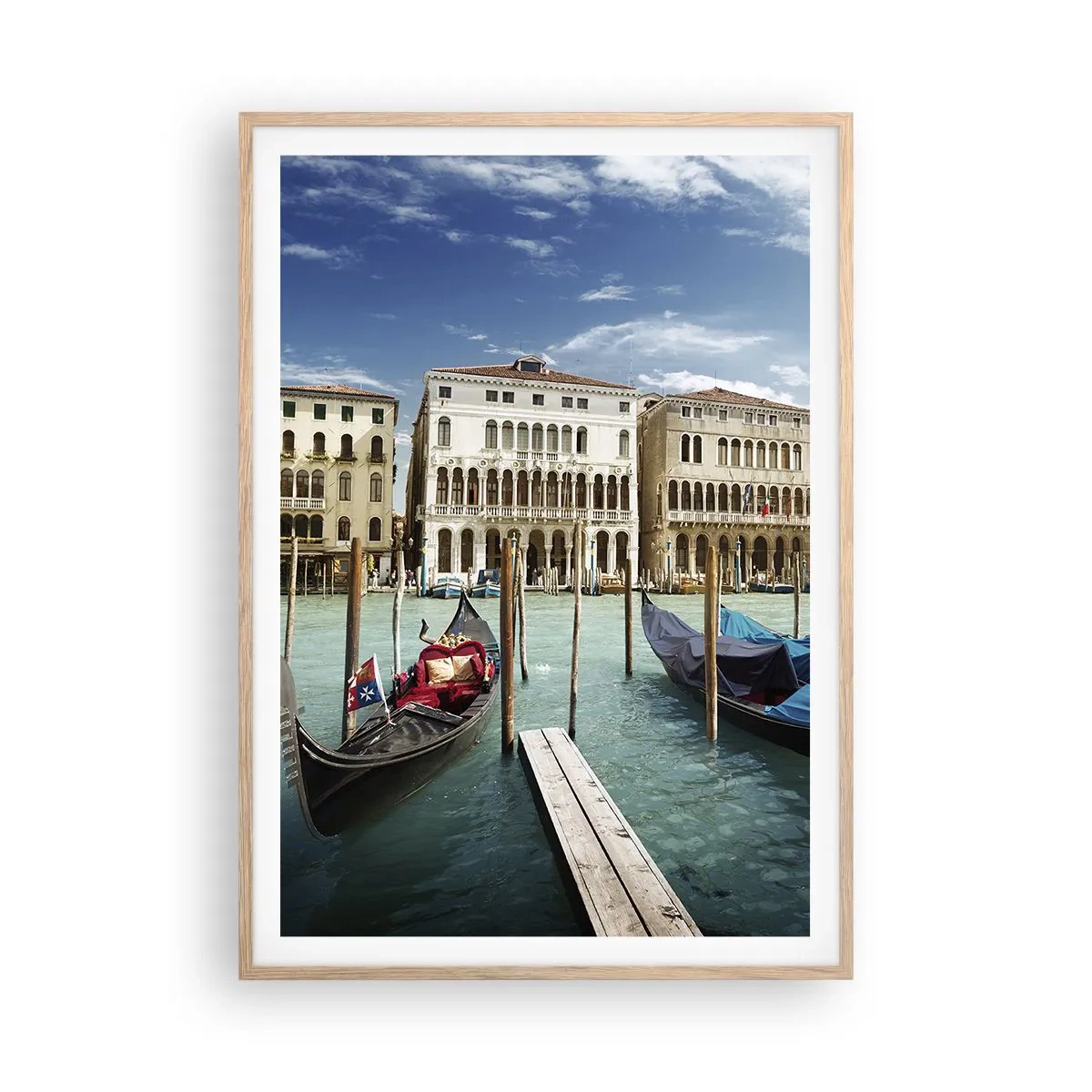Pôster com moldura de carvalho claro - Palácios em azul - 70x100 cm