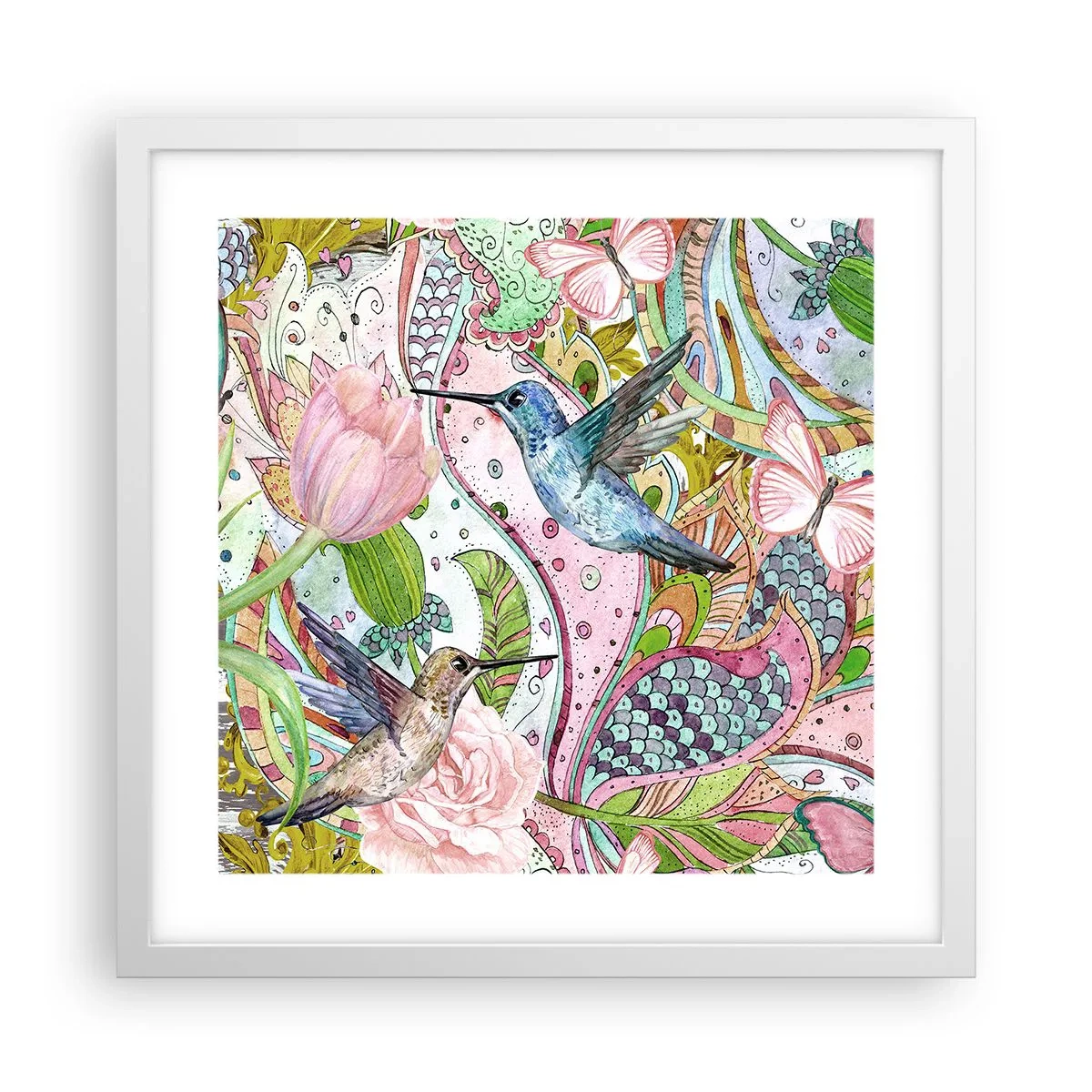 Pôster em moldura branca - Emaranhados em trepadeiras - 40x40 cm