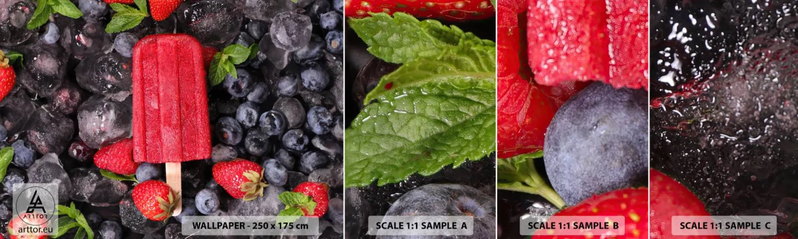 Amostra de Papel de Parede Standard Eco - O sabor de um verão quente - Sorvete, Fruta, Saúde - 100x30 cm