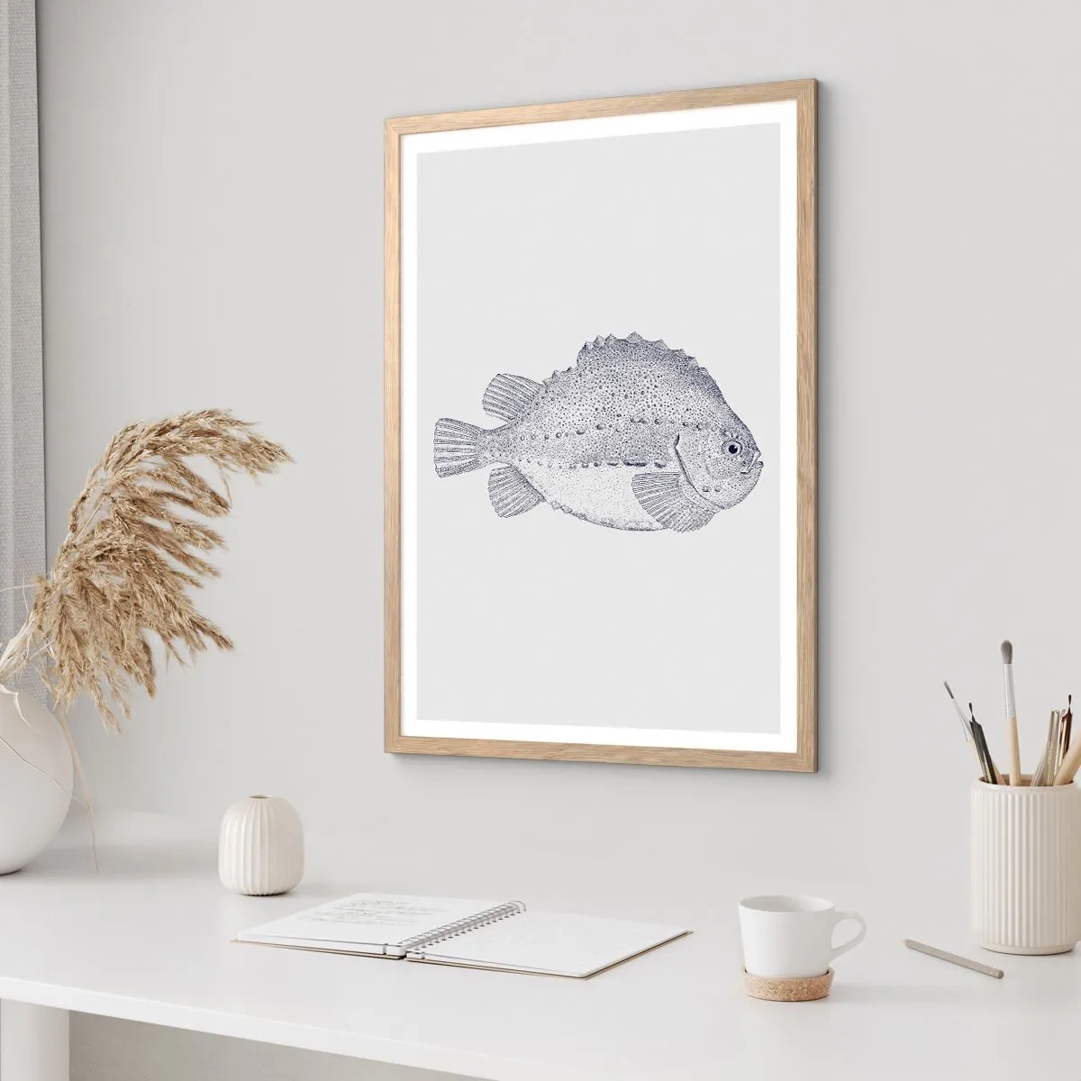 Pôster com moldura de carvalho claro - Para o álbum do naturalista - 50x70 cm