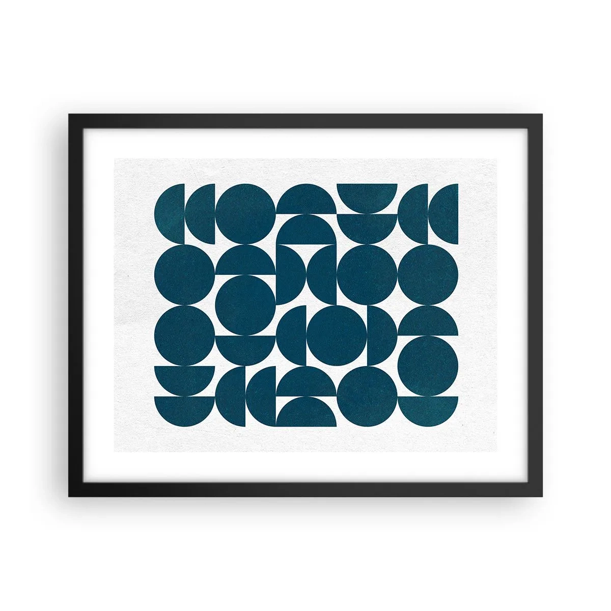 Pôster com moldura preta - Círculos e semicírculos - 50x40 cm