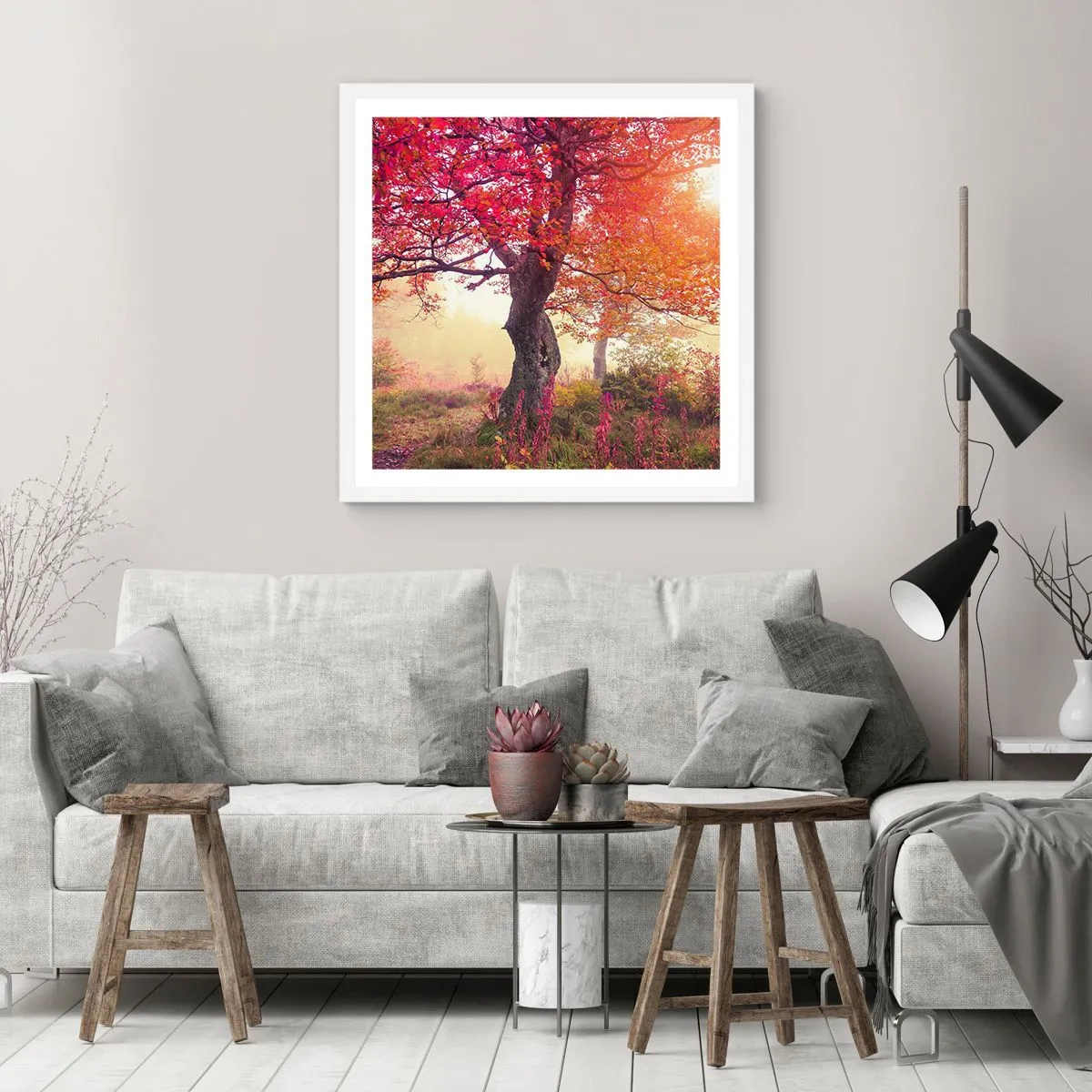 Pôster em moldura branca - Um frenesi de florescimento - 40x40 cm