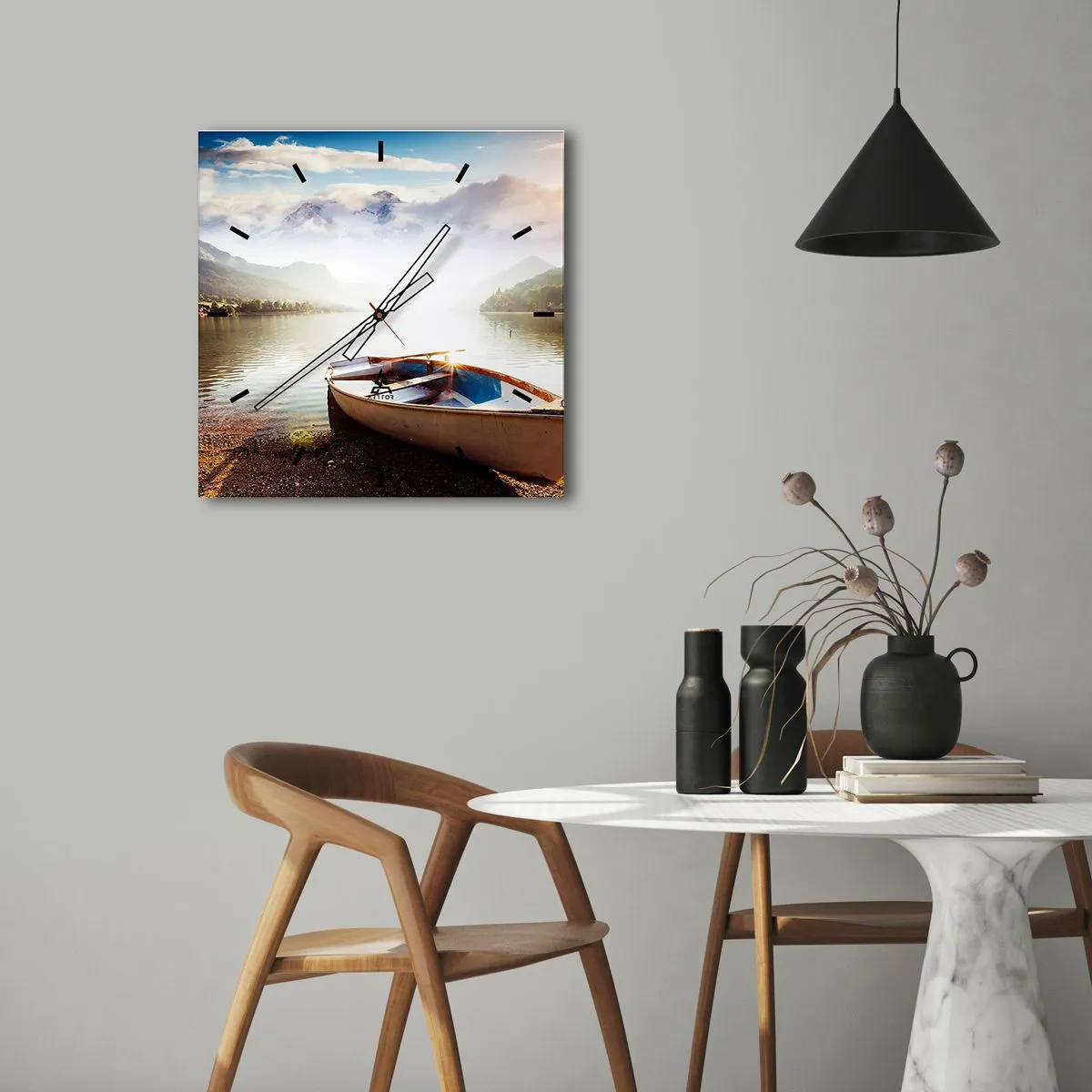 Relógio de parede - Relógio em vidro - Sobre águas grandes e límpidas - 30x30 cm