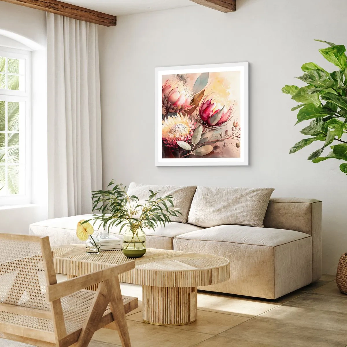 Pôster em moldura branca - De perfil e de frente - 40x40 cm