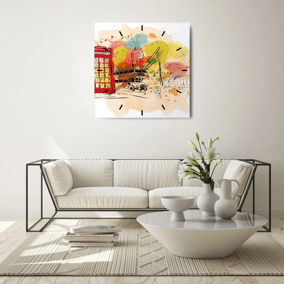 Relógio de parede - Relógio em vidro - A cidade da variedade - 40x40 cm