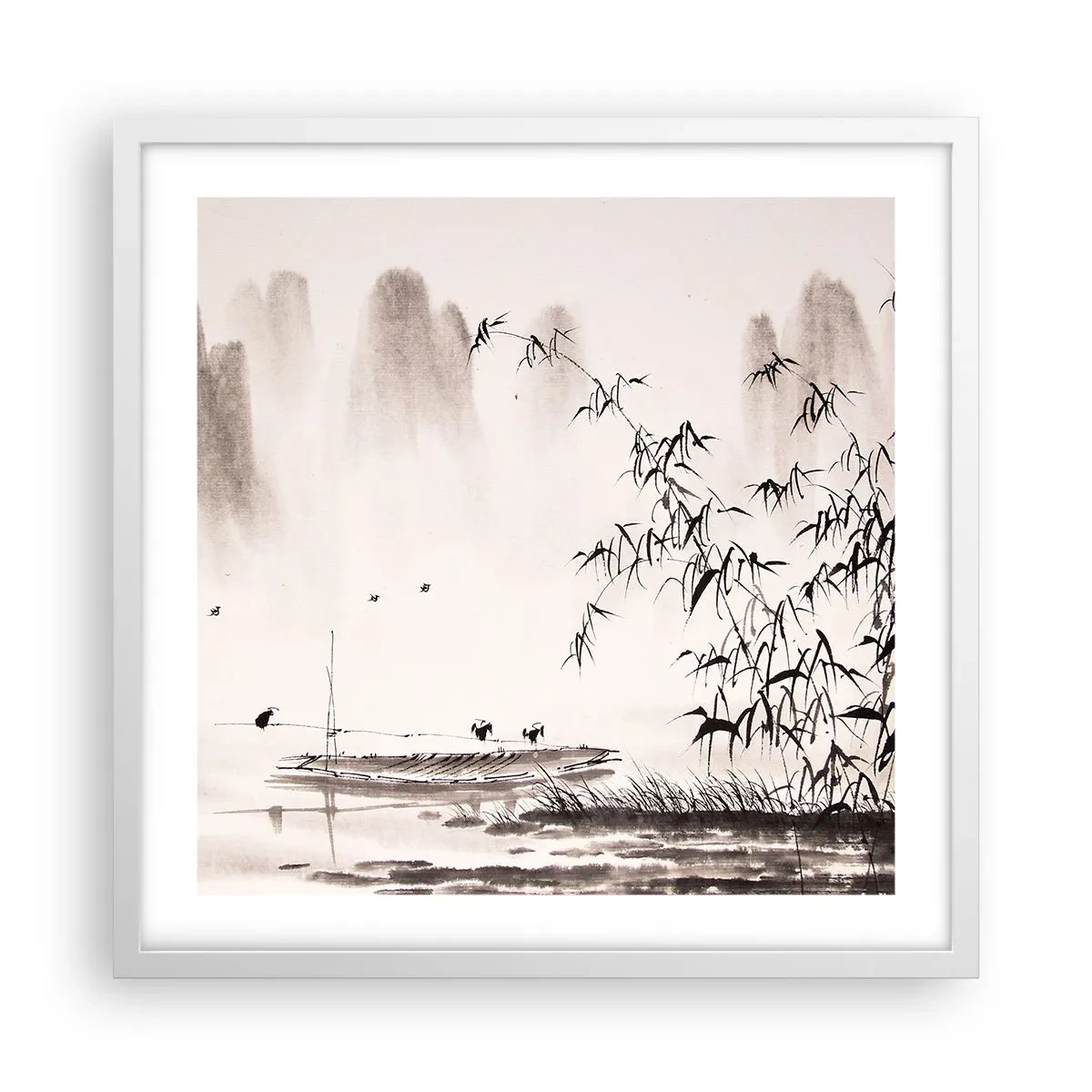 Pôster em moldura branca - O silêncio dos campos de arroz - 50x50 cm