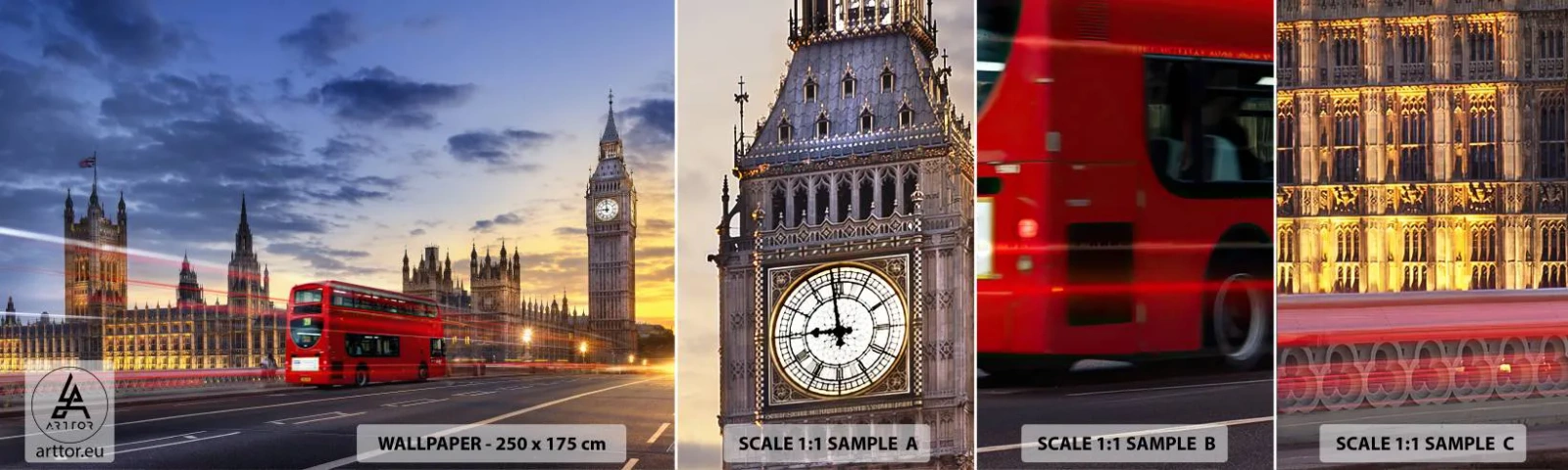 Amostra de Papel de Parede Standard Eco - Marcas distintivas - Cidade, Londres, Arquitetura - 100x30 cm