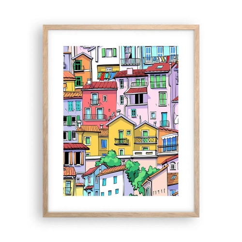 Pôster com moldura de carvalho claro - Cidade divertida - 40x50 cm