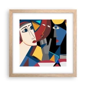 Pôster com moldura de carvalho claro - Uma conversa entre cubistas - 30x30 cm