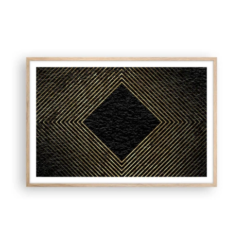 Pôster com moldura de carvalho claro - Geometria em estilo glamoroso - 91x61 cm