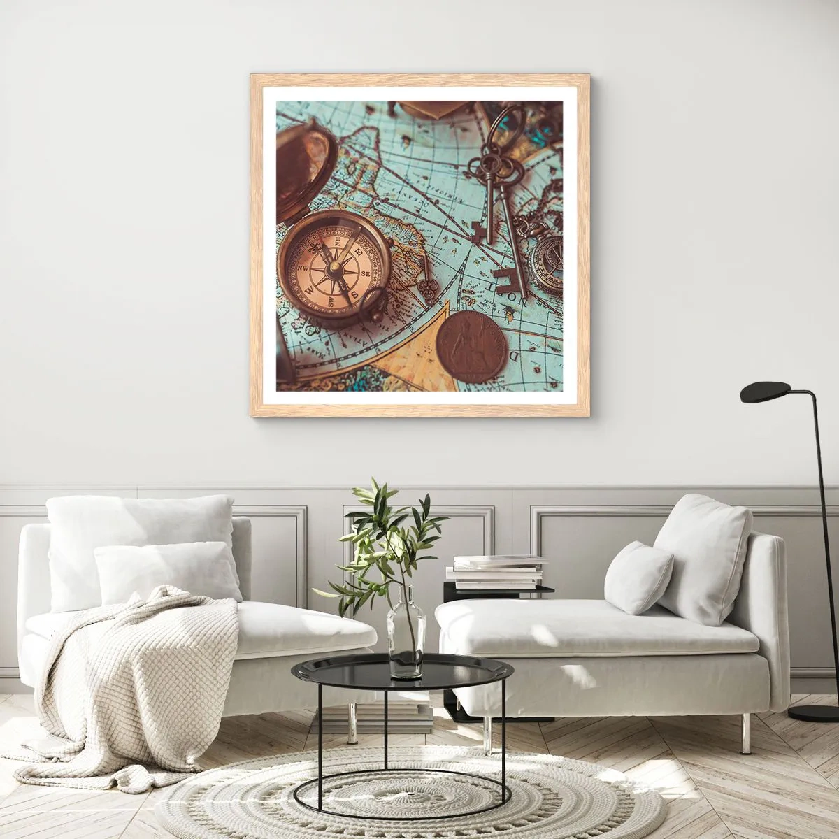 Pôster com moldura de carvalho claro - Para o aventureiro - 60x60 cm