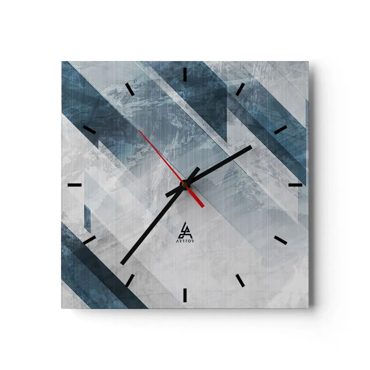Relógio de parede - Relógio em vidro - Arte espacial – movimento cinzento - 40x40 cm