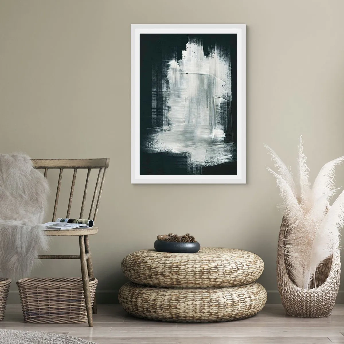 Pôster em moldura branca - Entrelaçado na vertical e horizontal - 70x100 cm