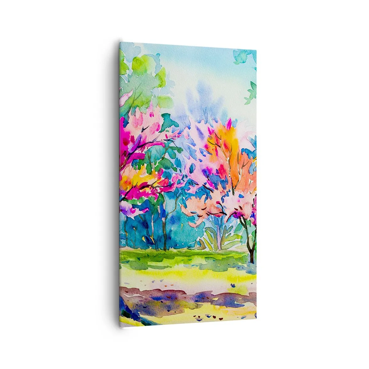 Quadro em tela - Um jardim arco-íris no brilho da primavera - 65x120 cm