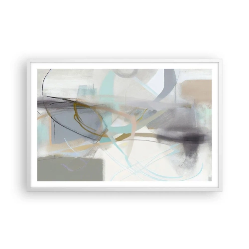 Pôster em moldura branca - Abstração enevoada - 91x61 cm
