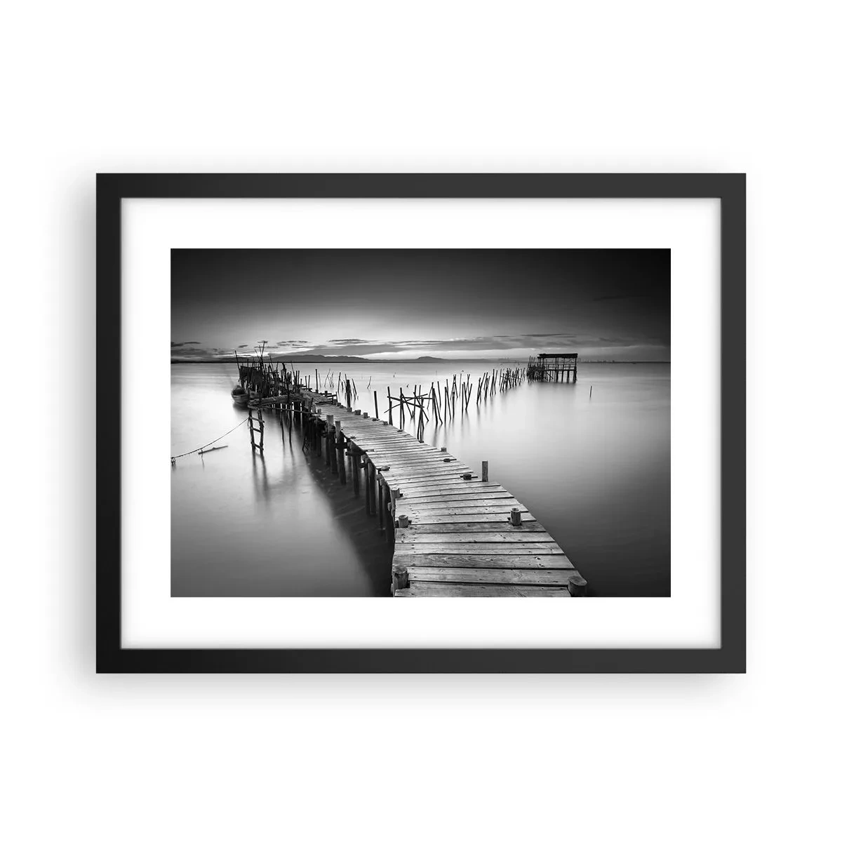 Pôster com moldura preta - A tranquilidade de uma costa esquecida - 40x30 cm