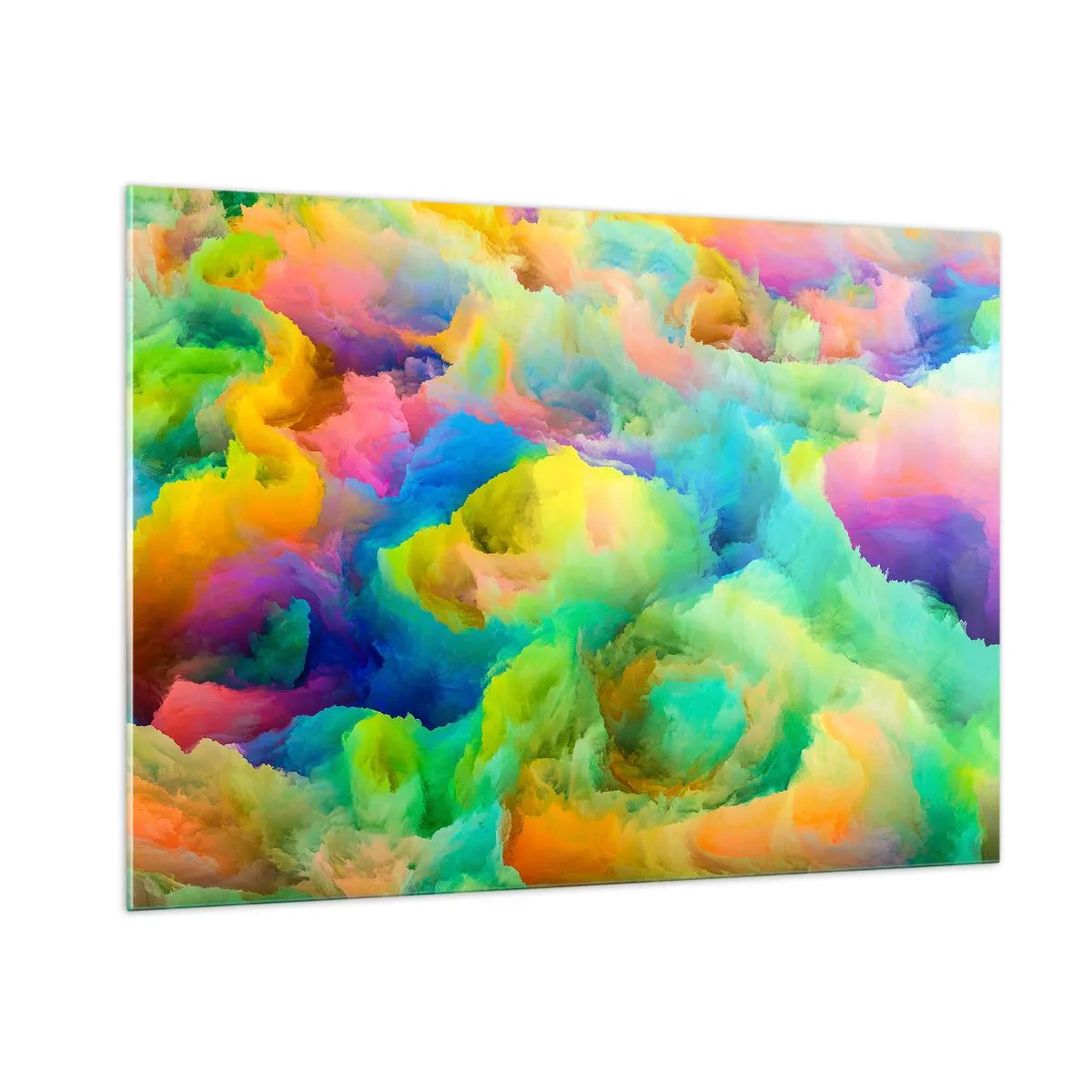 Quadro em vidro - Penugem arco-íris - 100x70 cm