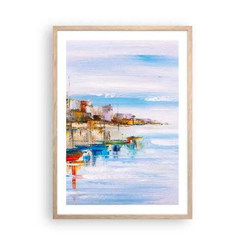 Pôster com moldura de carvalho claro - Um refúgio urbano multicolorido - 50x70 cm