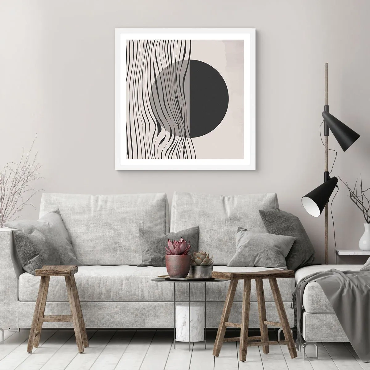 Pôster em moldura branca - Composição da metade - 60x60 cm