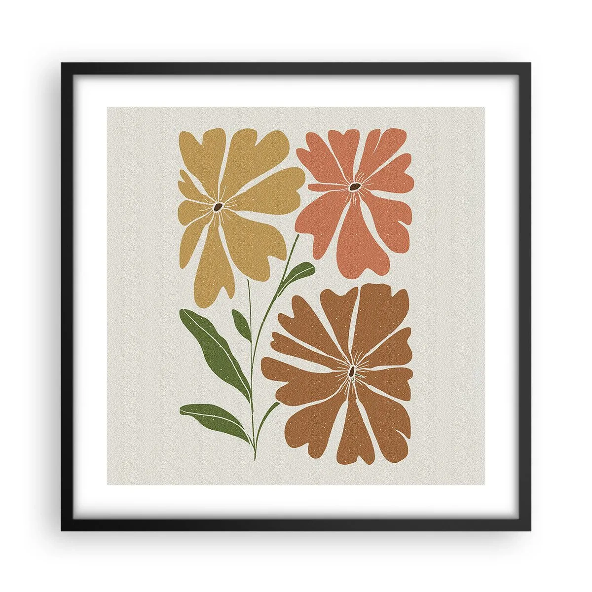 Pôster com moldura preta - Natureza e geometria - 50x50 cm