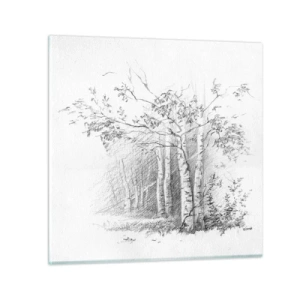 Quadro em vidro - Luz da floresta de bétulas - 30x30 cm