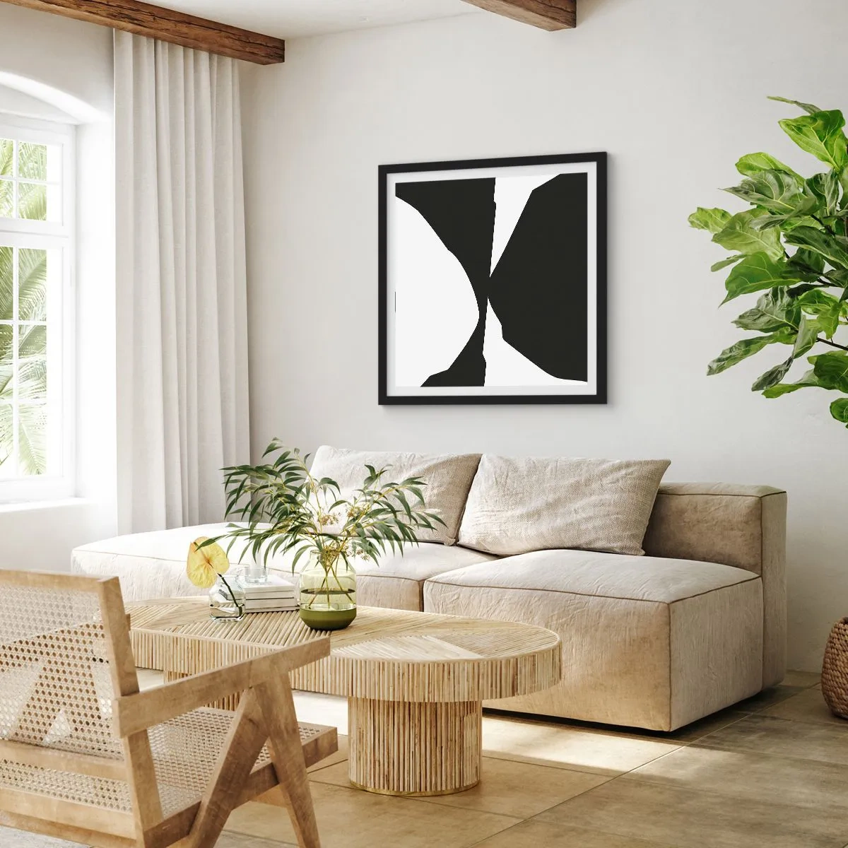 Pôster com moldura preta - Positivo negativo - 40x40 cm