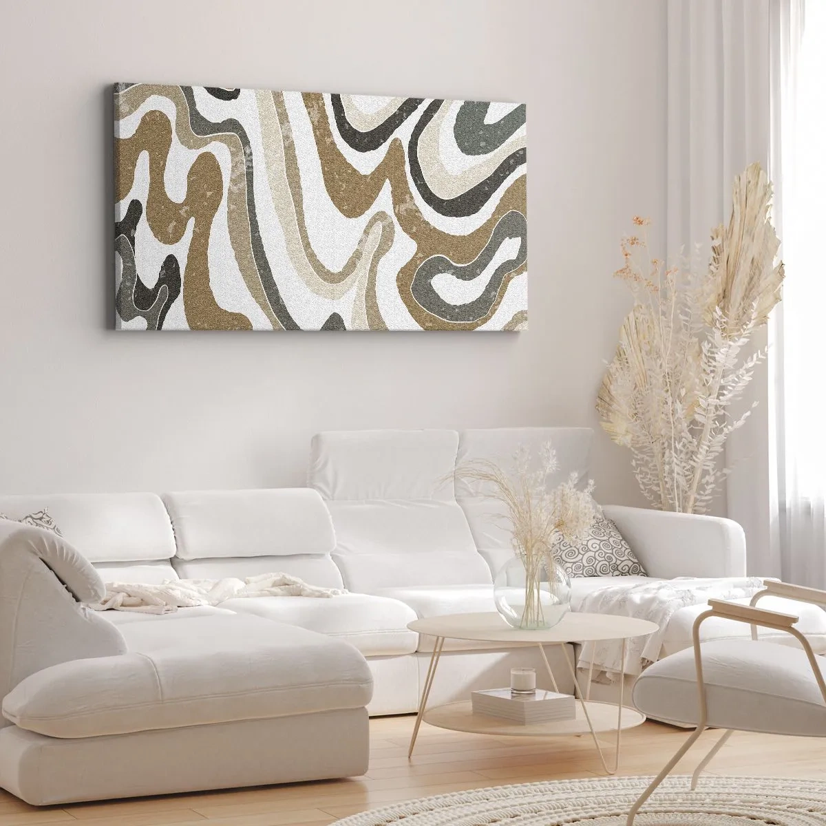 Quadro em tela - Meandros de cores da terra - 100x40 cm