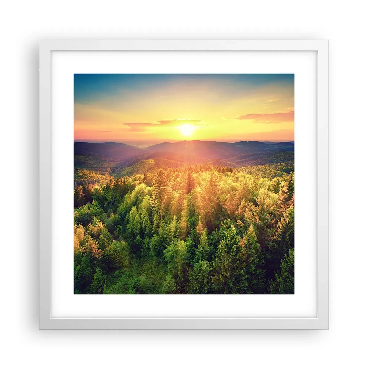 Pôster em moldura branca - Picos e cumes - 40x40 cm