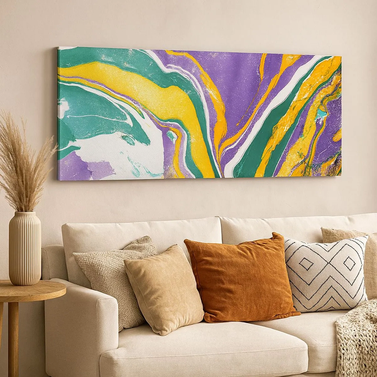 Quadro em tela - Ondas de cor - 100x40 cm