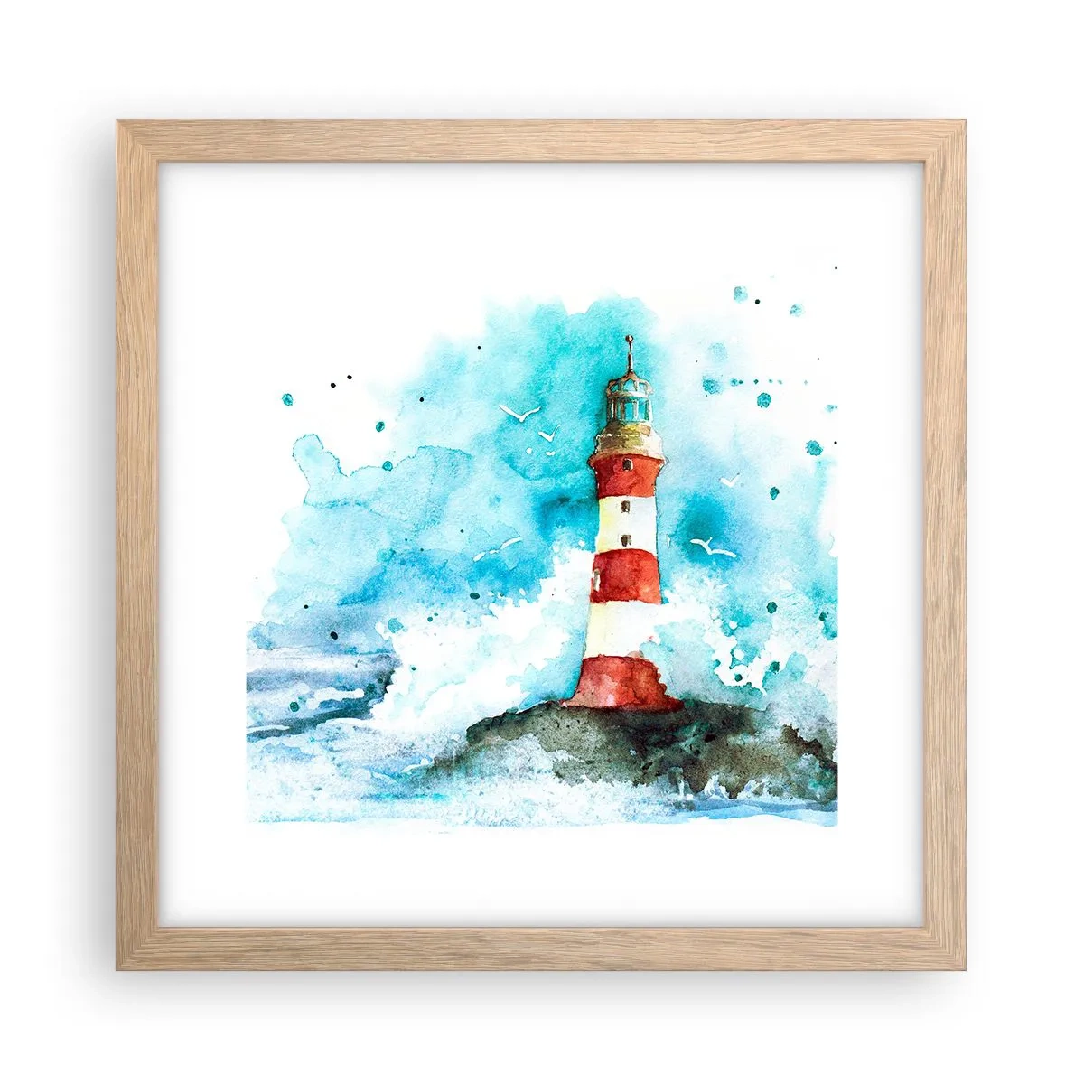 Pôster com moldura de carvalho claro - Unidade dos elementos da natureza - 30x30 cm