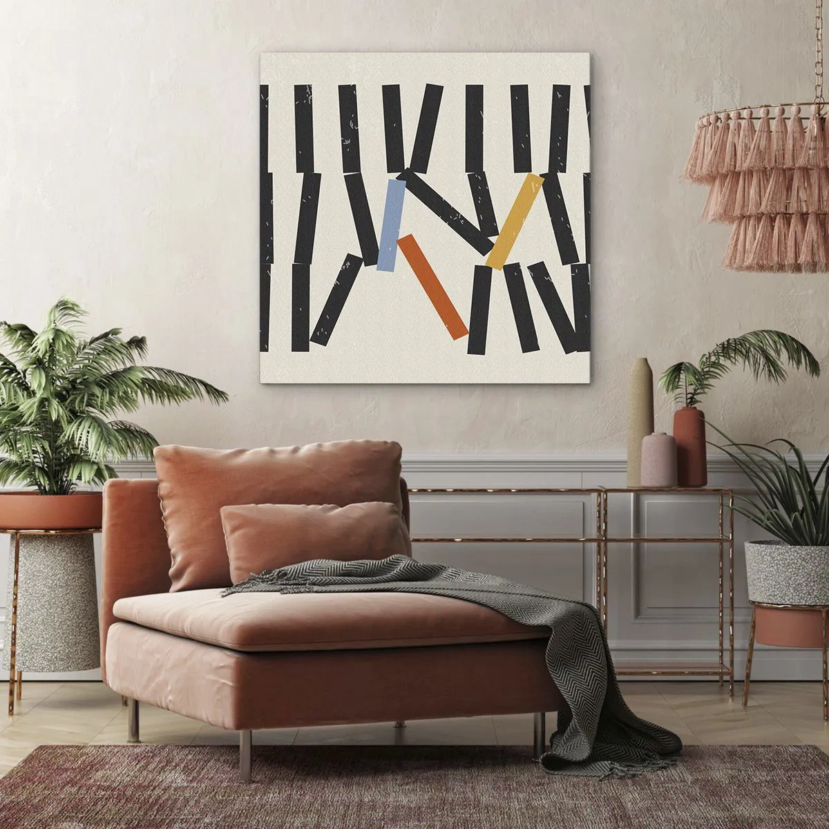 Quadro em tela - Dominó – composição - 30x30 cm