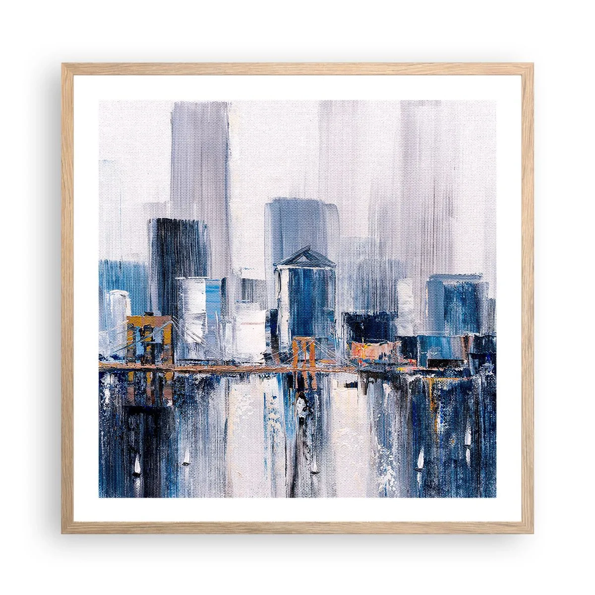 Pôster com moldura de carvalho claro - Impressão de Nova York - 60x60 cm