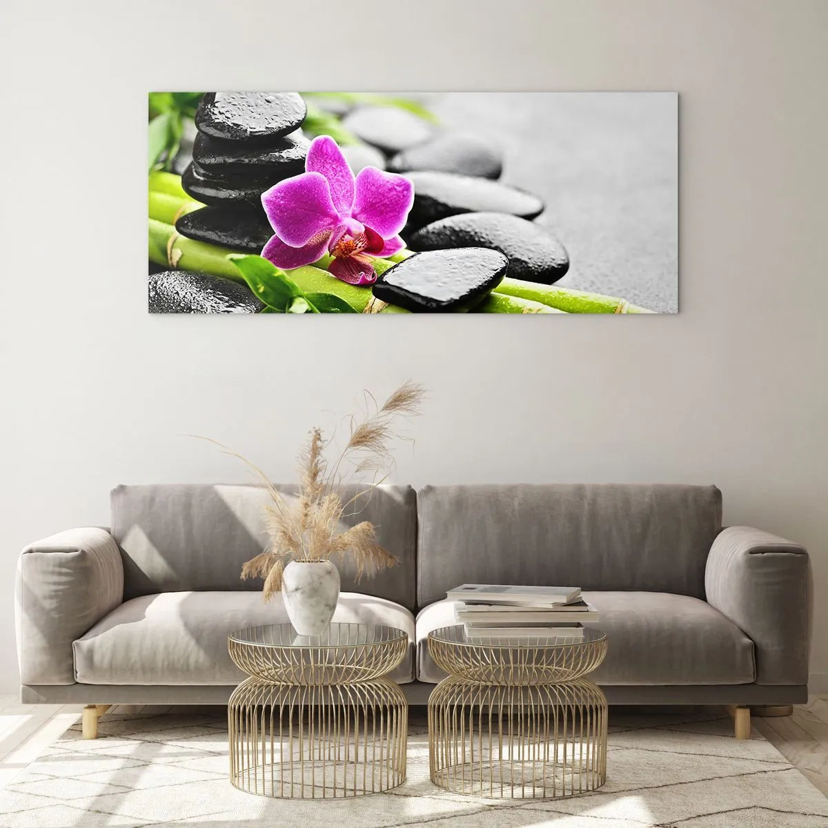 Quadro em vidro - Calmo equilíbrio - 90x30 cm