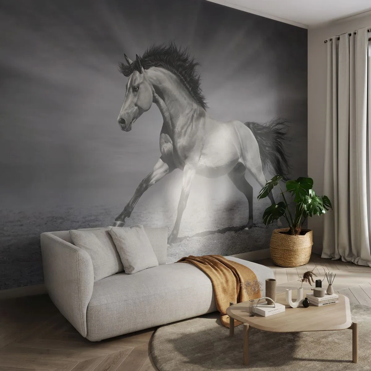 Papel de Parede Premium Sand - Nascido para encantar - Animais, Cavalo, Natureza - 100x70 cm
