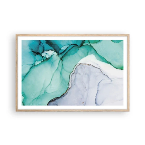 Pôster com moldura de carvalho claro - Estudo em turquesa - 91x61 cm