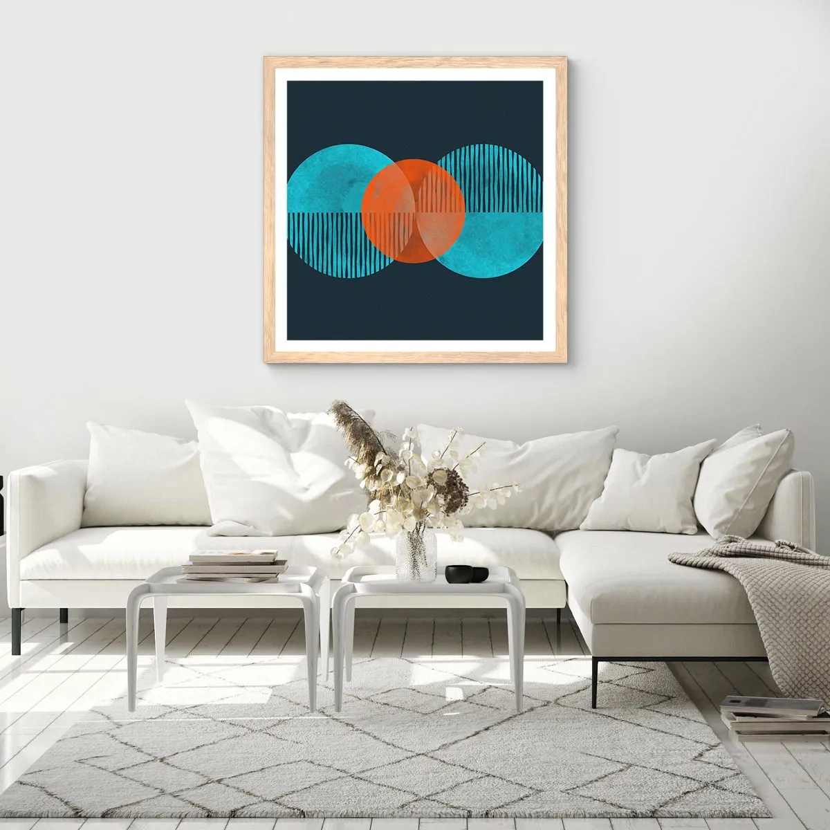 Pôster com moldura de carvalho claro - Obras de arte simétricas - 30x30 cm