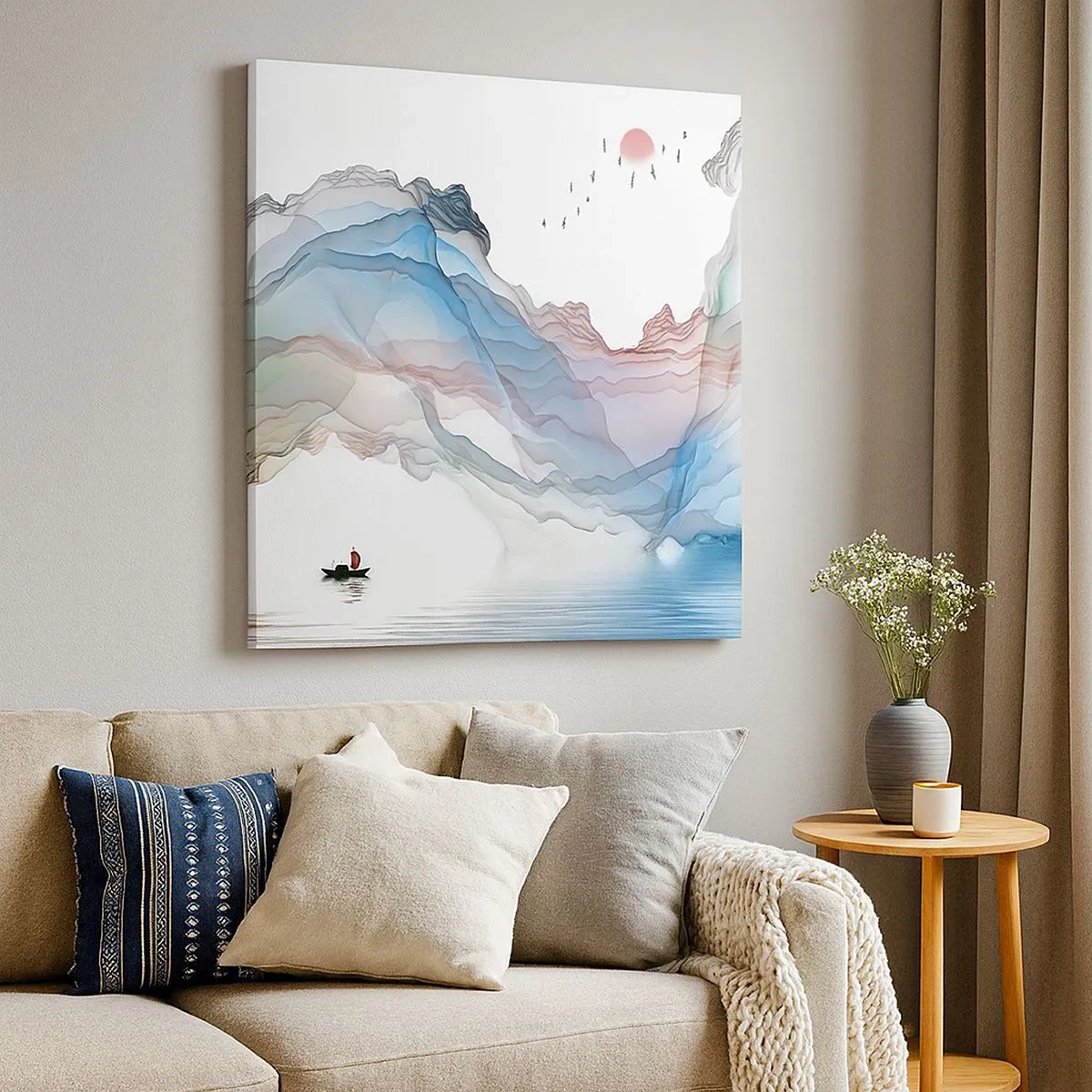 Quadro em tela - Em direção às montanhas de cristal - 30x30 cm