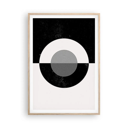 Pôster com moldura de carvalho claro - Harmonia a preto e branco - 70x100 cm