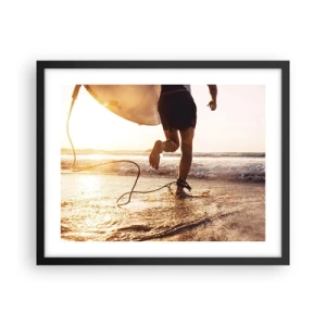 Pôster com moldura preta - Encontro das ondas - 50x40 cm