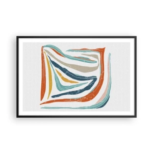 Pôster com moldura preta - Abstração com um sorriso amigável - 91x61 cm