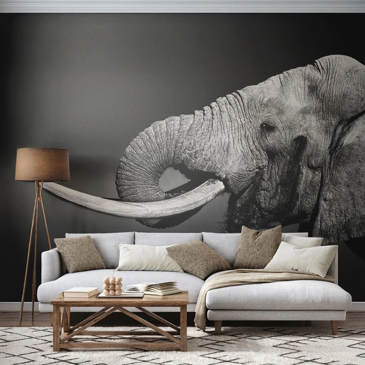 Papel de Parede Autocolante Deluxe Sticker - Sim, agora está tudo bem - Animais, Elefante, África - 200x140 cm