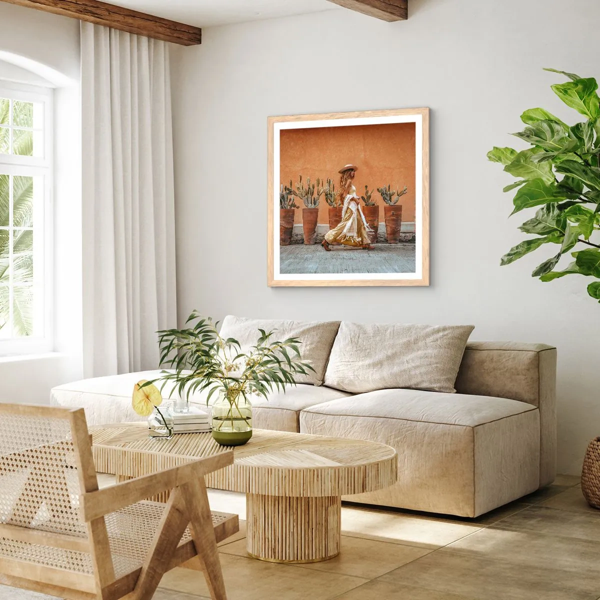 Pôster com moldura de carvalho claro - Estilo hippie - 60x60 cm