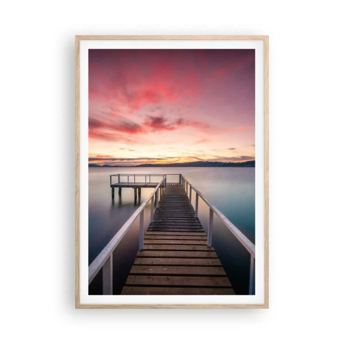 Pôster com moldura de carvalho claro - A chama suave da noite - 70x100 cm